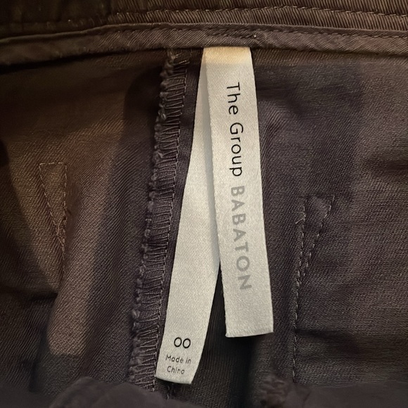 Babaton sz OO cotton/elastane wider leg back pocket darts dark grey/taupe - Picture 8 of 10